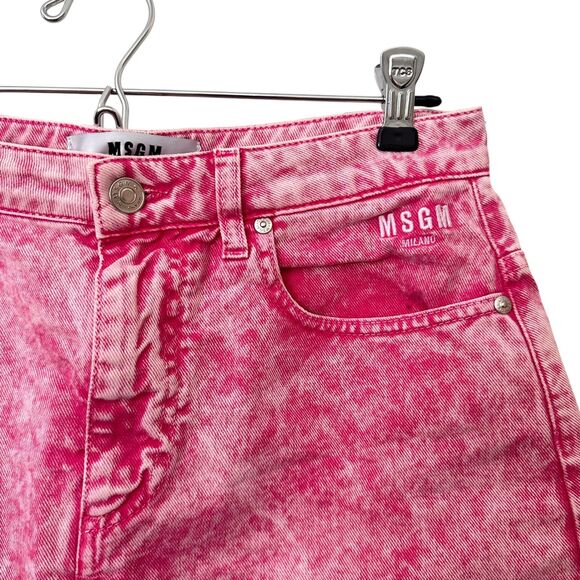 MSGM Acid Washed Denim Miniskirt Pink‎ NWOT 44 (US 10) - Picture 4 of 7